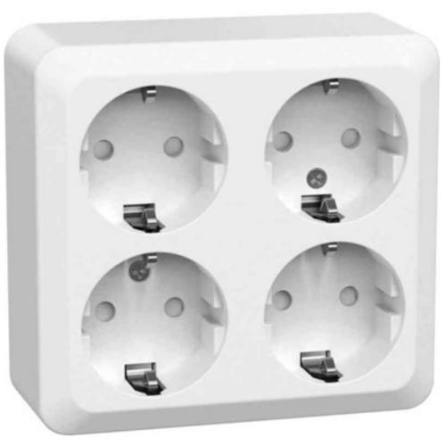 Vägguttag, 4-V UTP, jordat, Connect 2 Home, Vit 16A