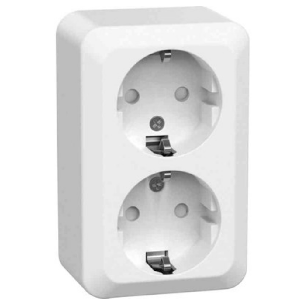 Vägguttag, utanpåliggande, jordat, Connect 2 Home, Vit, 16A