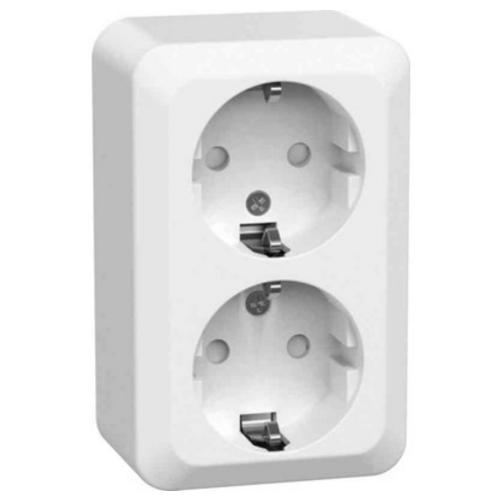 Vägguttag, utanpåliggande, jordat, Connect 2 Home, Vit, 16A