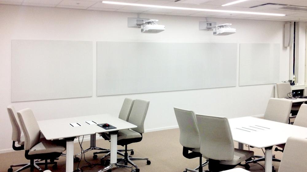 Multiple whiteboards next to each other in an office enviroment