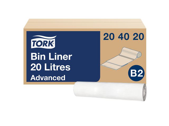 Papperskorgspåse TORK B2 20L vit 100/rl