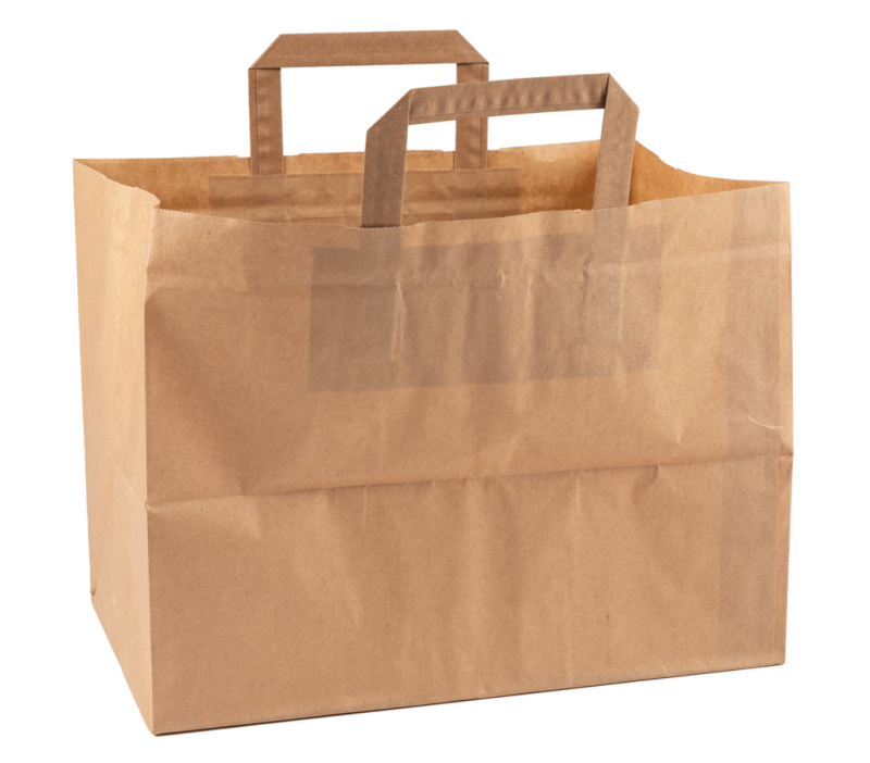 BÄRKASSE TAKE AWAY BRUN 320x220x290MM 80G PLATTA HANDTAG 300/fp