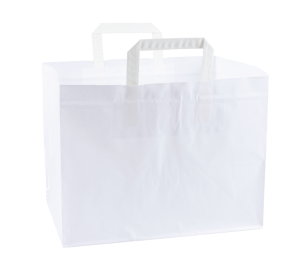 BÄRKASSE TAKE AWAY VIT 320x220x290MM 80G PLATTA HANDTAG 300/fp