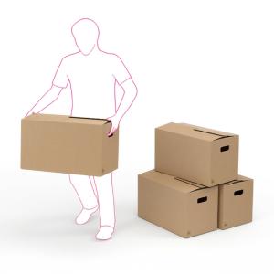 FLYTTLÅDA 560X330X406 7mm med text "Flyttlåda & Denna sida upp"