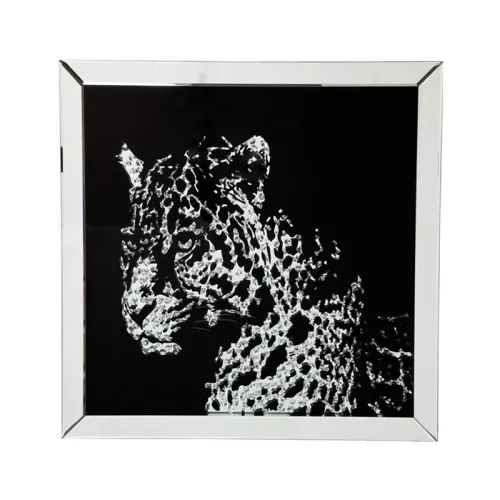 Spegeltavla Leopard - 80x80cm