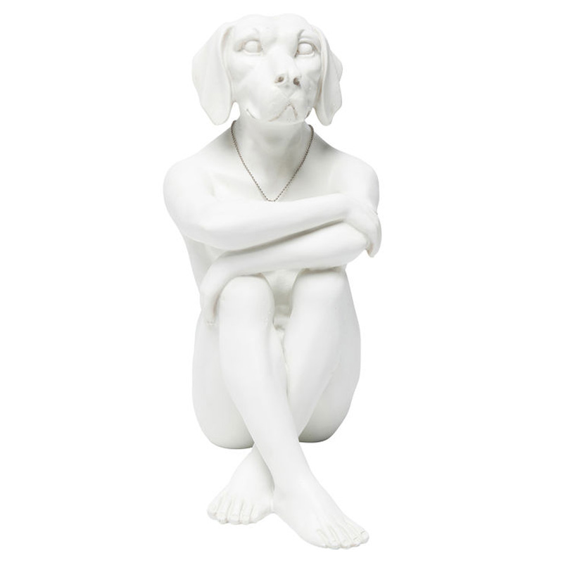 Dekorfigur Skulptur Gangster Dog, Vit