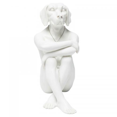Dekorfigur Skulptur Gangster Dog, Vit