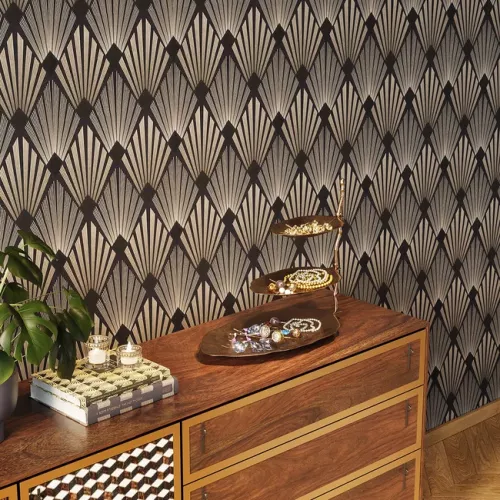 Dekor Våningsfat - Blad, Guld