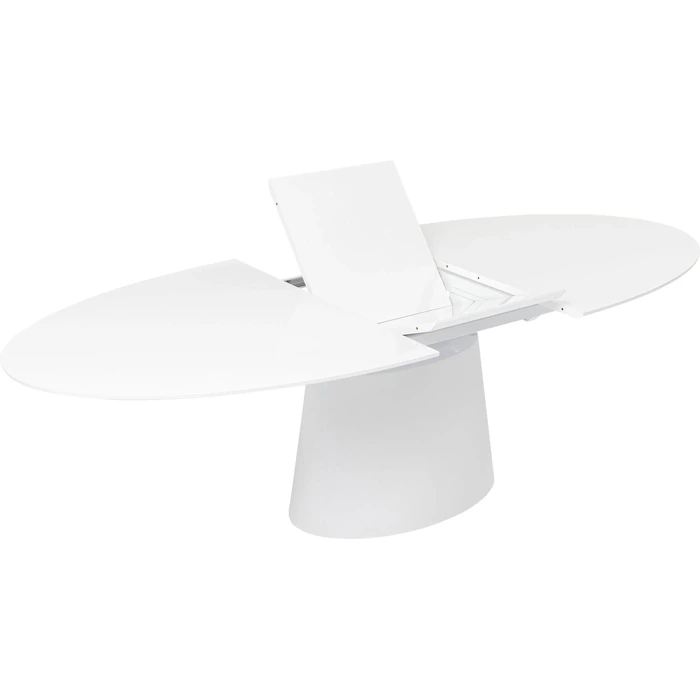Bord Oval högglans förlängningsbart vit högglans 200 (+50) × 110 cm