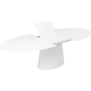 Bord Oval högglans förlängningsbart vit högglans 200 (+50) × 110 cm