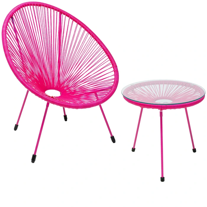 Stol med sidobord Acapulco Mono rosa