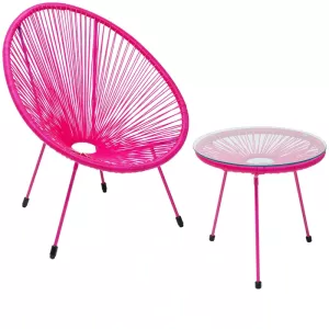 Stol med sidobord Acapulco Mono rosa