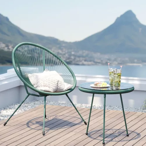 Stol med sidobord Acapulco Mono grön