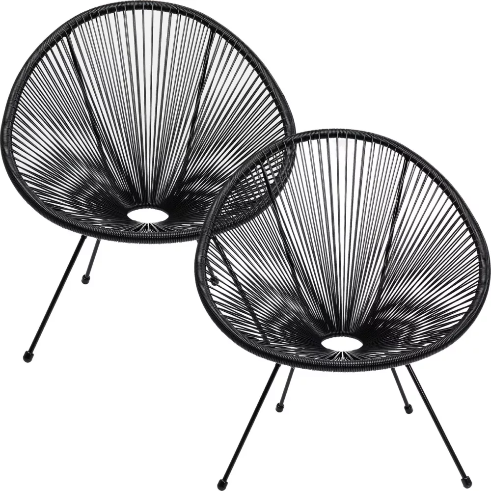 Loungestolar Acapulco svarta, 2-pack