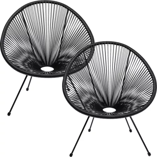Loungestolar Acapulco svarta, 2-pack