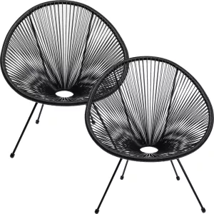Loungestolar Acapulco svarta, 2-pack