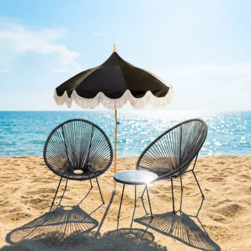 Loungestolar Acapulco svarta, 2-pack