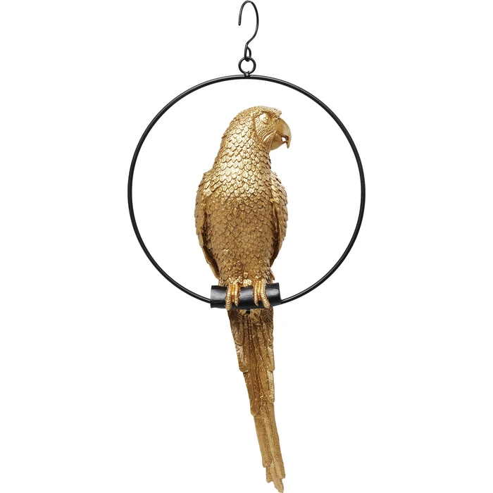 Skulptur Swinging Parrot guld 57 cm