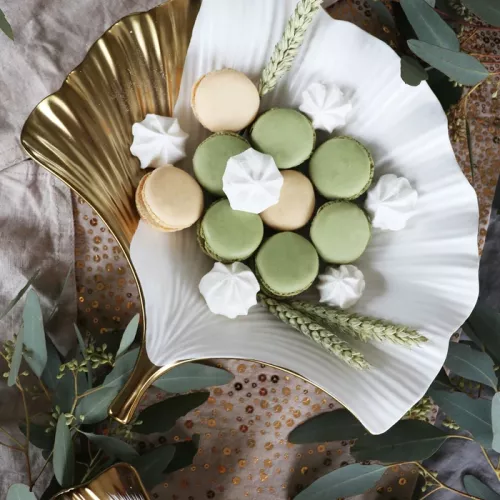 Skål Ginkgo Elegance vit/guld