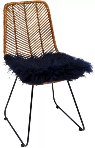 Stolsdyna Mörkblå Lammskinn 40x40cm