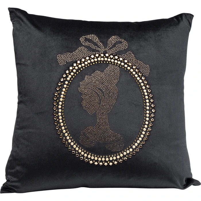 Prydnadskudde Diamond Medallion svart, 45 cm