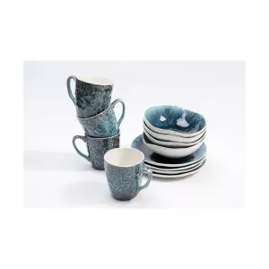 Servis Mustique Keramik Blå, set med 12 delar