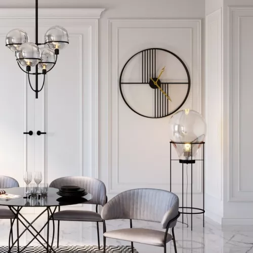 Väggklocka svart/guld Ø60 cm