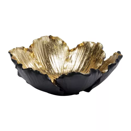 Dekor Skål Blomster | Svart/Guld Ø20cm