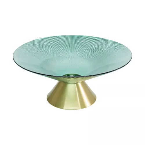 Dekor Skål Birdie - Grön/Mässing, Ø35cm