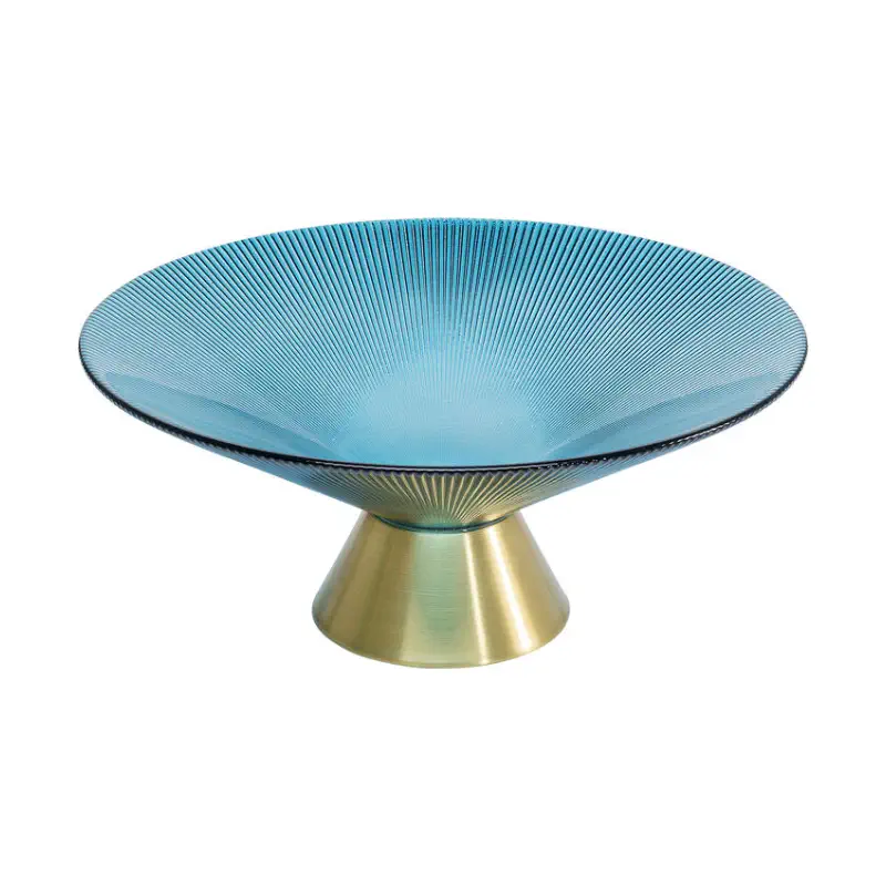 Dekor Skål Birdie - Blå/Mässing, Ø26cm