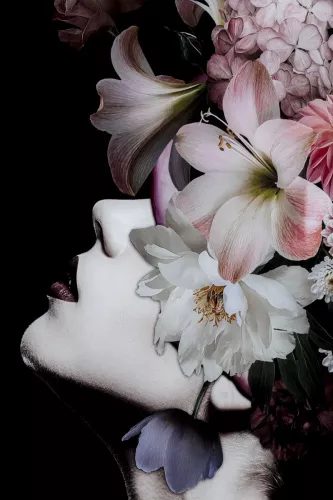 Glastavla Blomsterskönhet, 80x120cm