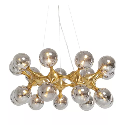 Taklampa Atoms - Guld, 18 glasklot Ø74cm