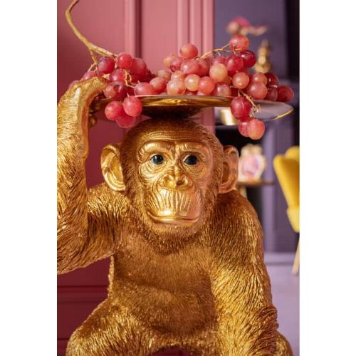 Dekor Chimp med Bricka, Guld