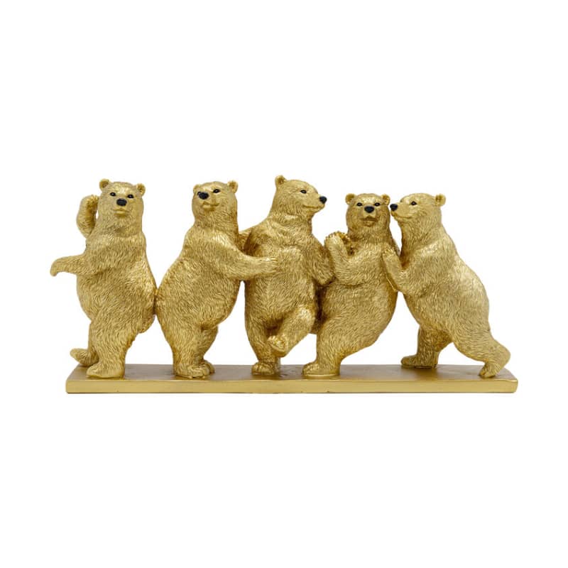 Dekorfigur Dancing Bears - Dekor Guld Björnar, 14cm