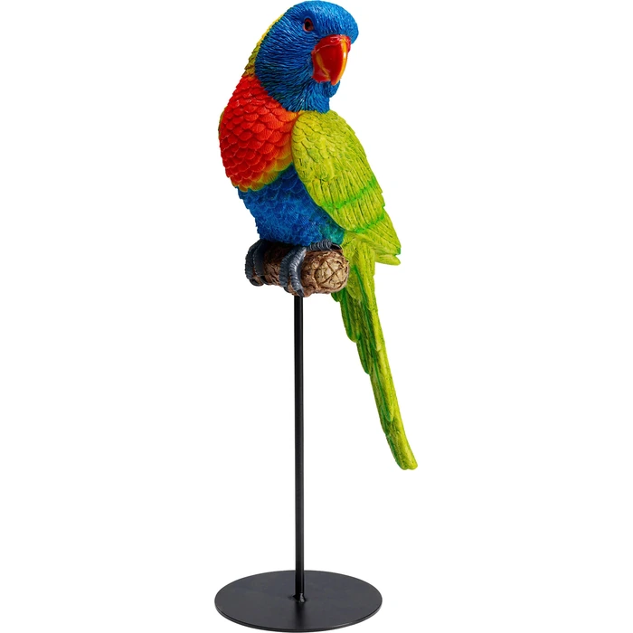 Skulptur färgglad papegoja grön 22 cm