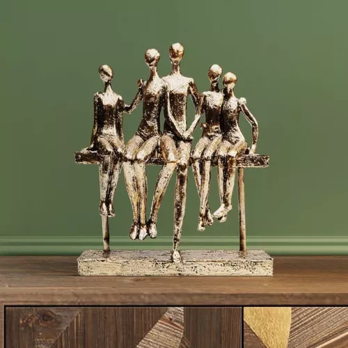 Skulptur Familj Sittande - 24cm