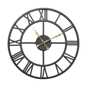 Väggklocka Romersk - Svart, Ø41CM