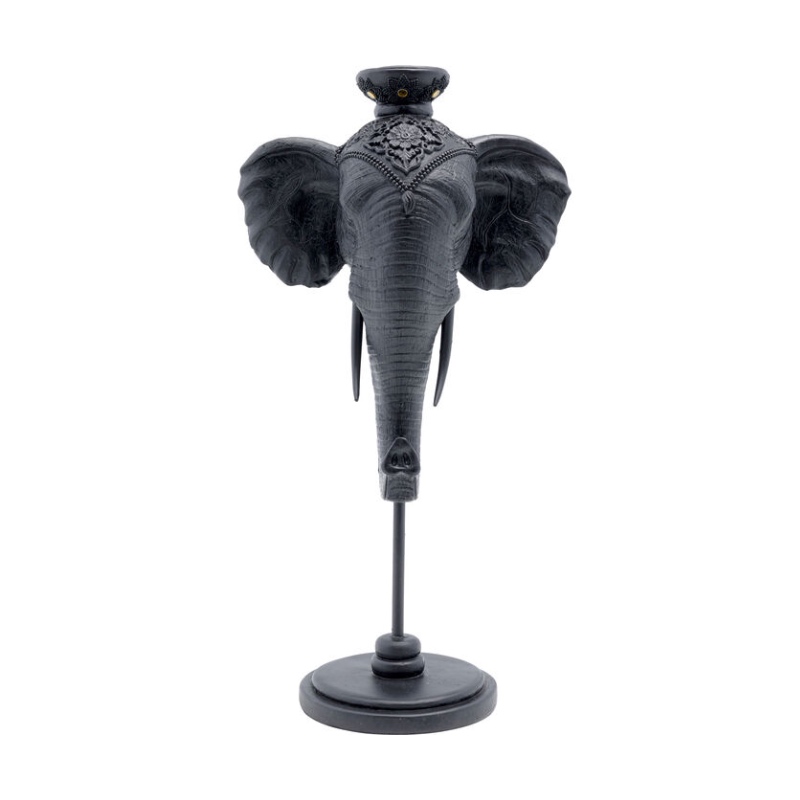 Ljusstake Elephant Head Svart, 49cm