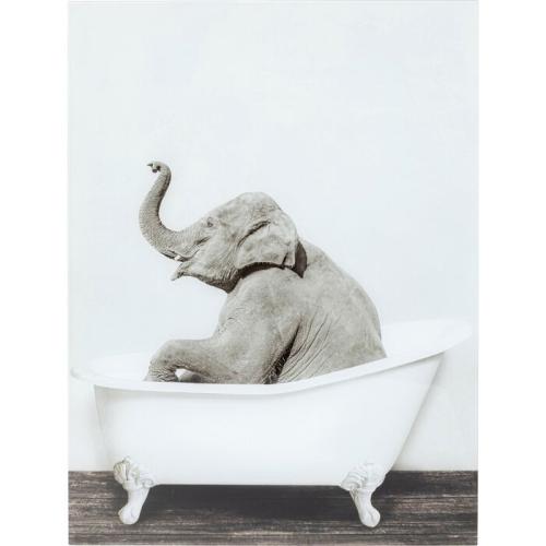 Glastavla Elephant Shower, 60x80cm