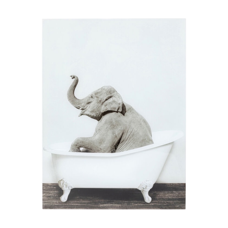 Glastavla Elephant Shower, 60x80cm