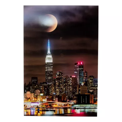 Glastavla Natthimmel Stad - Röd 120x80cm