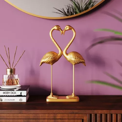 Dekor Flamingo Kärlek - Guld, 39cm