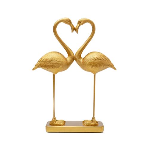 Dekor Flamingo Kärlek - Guld, 39cm