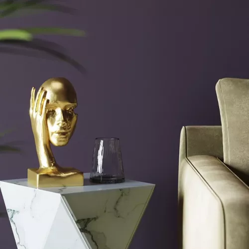 Skulptur huvud guld 30 cm