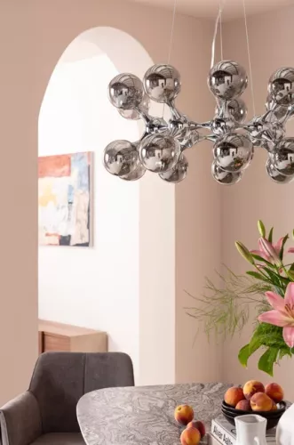 Taklampa Atoms - Silver, 18 glasklot Ø74cm