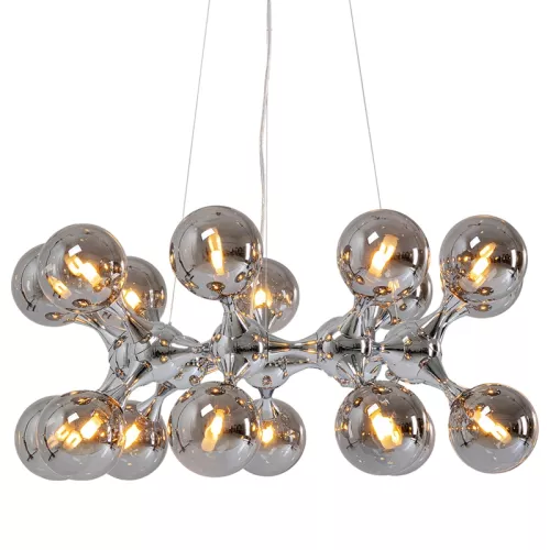 Taklampa Atoms - Silver, 18 glasklot Ø74cm