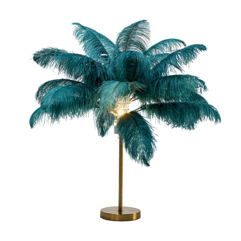 Bordslampa Fjäder Palm, Petrolgrön