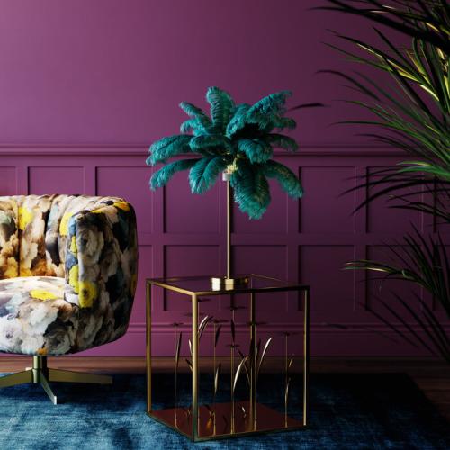 Bordslampa Fjäder Palm, Petrolgrön