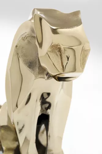 Skulptur Lejon - Guld/Svart Marmor, 34cm