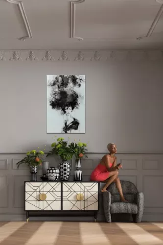 Glastavla Svart Smoke